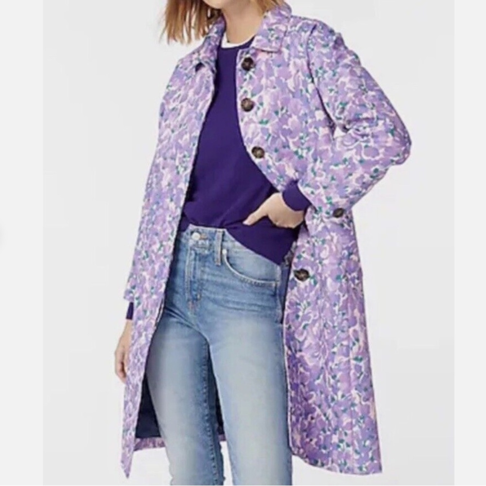 J. Crew | Trench Coat in Ratti® Lilac Collage Floral | Size XS NWOT